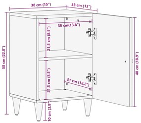 Ντουλάπι Μπάνιου 38 x 33 x 58 εκ. από Μασίφ Ξύλο Μάνγκο - Καφέ