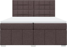 vidaXL Κρεβάτι Boxspring με Στρώμα Σκούρο Καφέ 200x200 εκ. Υφασμάτινο