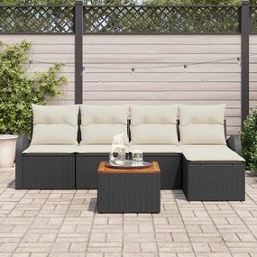 vidaXL Σετ Καναπέ Κήπου 6 pcs Μαύρος, λευκός