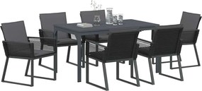 vidaXL Σέτ φαγητού για κήπο 7 pcs Ανθρακί συνθετικό ρατάν