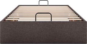 vidaXL Οθωμανικό πλαίσιο κρεβατιού χωρίς στρώμα Σκούρο καφέ Ύφασμα