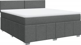 vidaXL Κρεβάτι Boxspring με Στρώμα Σκούρο Γκρι 180x200 εκ Υφασμάτιν