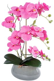 Τεχνητό Φυτό Σε Κασπώ Orchid 21121 Φ29x43cm Pink GloboStar Πηλός,Ύφασμα