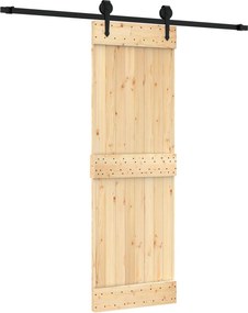 vidaXL Συρόμενη Πόρτα Φυσικό και Μαύρο 70 x 210 cm