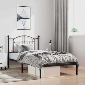 vidaXL Πλαίσιο Κρεβατιού με Κεφαλάρι Μαύρο 100 x 190 εκ. Μεταλλικό