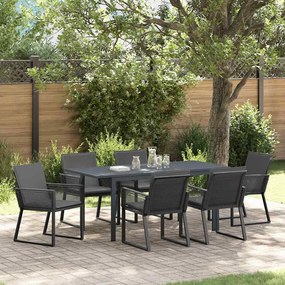 vidaXL Σέτ φαγητού για κήπο 7 pcs Ανθρακί συνθετικό ρατάν