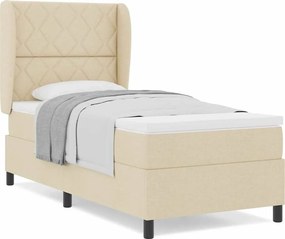 vidaXL Κρεβάτι με ελατήρια με στρώμα Κρεμ 100 x 200 cm ύφασμα