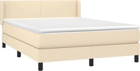 vidaXL Κρεβάτι Boxspring με Στρώμα Κρεμ 140x200 εκ. Υφασμάτινο