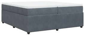 Κρεβάτι Boxspring με Στρώμα Σκούρο Γκρι 200x200 εκ. Βελούδινο - Γκρι