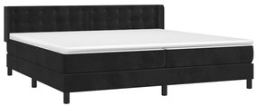 vidaXL Κρεβάτι Boxspring με Στρώμα Μαύρο 200x200 εκ. Βελούδινο