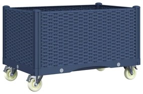 vidaXL Ζαρντινιέρα Κήπου με Ροδάκια Μπλε Γκρι 80x50x54 εκ. Πολυπροπυλένιο