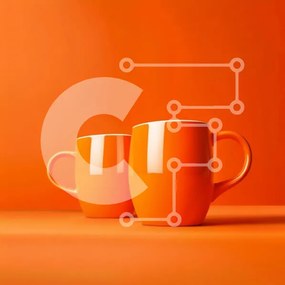 Intra Συλλεκτικό Ξύλινο Παζλ Plywood 4mm - Ζωντανή εικόνα δύο πορτοκαλί κούπες σε φωτεινό φόντο Σε Ξύλινο Κουτί - Διαστάσεις: 10x10 cm – 25 κομμάτια