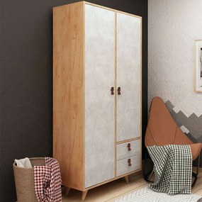 Ντουλάπα Δίφυλλη Suwon 811MDD4902 100x52x190cm Oak-Grey Two Door