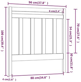 vidaXL Κεφαλάρι Κρεβατιού Μαύρο 95 x 4 x 100 εκ. από Μασίφ Ξύλο Πεύκου