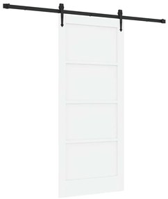 vidaXL Συρόμενη Πόρτα Λευκό 86 x 198.5 cm Μασίφ ξύλο πεύκου