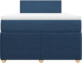 vidaXL Κρεβάτι Boxspring με Στρώμα Μπλε 120x190 εκ. Υφασμάτινο