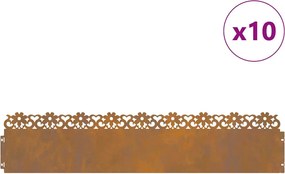 vidaXL Περιγράμματα γκαζόν 10 pcs Σκ rusty 103 x 0,05 x 22 εκ