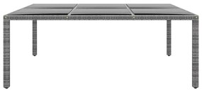 vidaXL Τραπέζι Κήπου Γκρι 200x150x75 εκ. Ψημένο Γυαλί/Συνθετικό Ρατάν