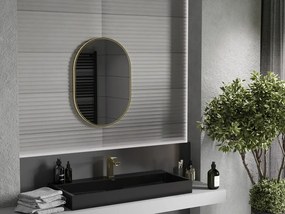 Mexen Loft Οβάλ καθρέφτης μπάνιου 70 x 50 cm, χρυσή βουρτσισμένη κορνίζα