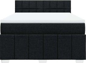 vidaXL Κρεβάτι Boxspring με Στρώμα Μαύρο 140x190 εκ. Υφασμάτινο