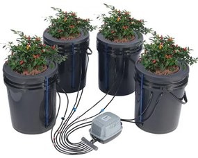 VEVOR DWC Hydroponics Grow System Deep Water Culture with Top Drip 4 Buckets