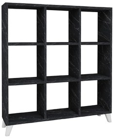 Βιβλιοθήκη Saul Megapap χρώμα μαύρο εφέ μαρμάρου 88,2x20x88,2εκ.