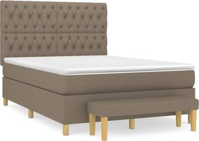 vidaXL Κρεβάτι Boxspring με Στρώμα Taupe 140x200 εκ. Υφασμάτινο