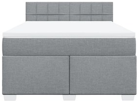 Κρεβάτι Boxspring με Στρώμα Ανοιχτό Γκρι 140x200 εκ. Υφασμάτινο - Γκρι