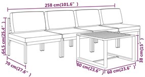 vidaXL Σαλόνι Κήπου 5 Τεμαχίων Ανθρακί Αλουμινίου με Μαξιλάρια
