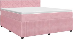 vidaXL Κρεβάτι box spring με στρώμα Ροζ 180 x 200 cm Βελούδο