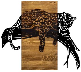 Διακοσμητικό Τοίχου Leopard 899SKL2182 66x3x58cm Black-Walnut Wallity Μέταλλο,Ξύλο