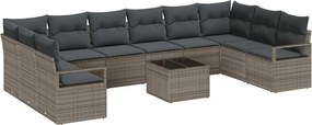 vidaXL Σετ Καναπέ με μαξιλάρι 11 pcs Γκρι συνθετικό ρατάν
