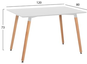 Σετ τραπεζαρίας MINIMAL C21172 5τμχ Λευκό MDF &amp; Καρέκλες Λευκό - Φυσικό 120x80x73 εκ.