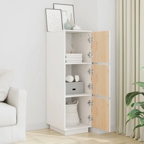 vidaXL Ντουλάπι Ψηλό Λευκό 34 x 40 x 108,5 εκ. από Μασίφ Ξύλο Πεύκου