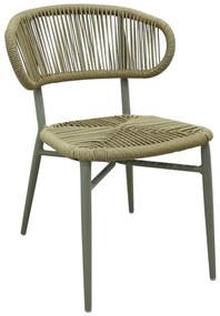 Καρέκλα στοιβαζόμενη Agus pakoworld αλουμίνιο καφέ-pe rattan σε φυσική απόχρωση 55x63x77εκ