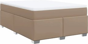 vidaXL Κρεβάτι Boxspring με Στρώμα Καπουτσίνο 140x190εκ.από Συνθ.Δέρμα