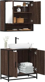 vidaXL Σετ Επίπλων Μπάνιου 2 Τεμαχίων Καφέ Δρυς από Τεχν. Ξύλο
