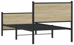 vidaXL Σκελετός Κρεβ. Χωρίς Στρώμα Sonoma Δρυς 90x200 εκ. Μεταλλικό