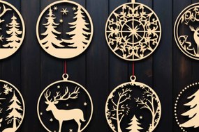 Σετ των 3 Intra απο ξύλο plywood 3mm-4mm πάχος Χριστουγεννιάτικο στολίδι κοπής με λέιζερ Δίασταση 4x4 cm INTRAFABR-80125412