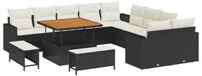 vidaXL Σετ Καναπέ Κήπου 13 pcs Μαύρο συνθετικό ρατάν