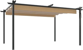 vidaXL Κιόσκι Κήπου με Πτυσσόμενη Οροφή Taupe 4 x 3 μ.