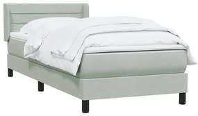 vidaXL Κρεβάτι Boxspring με Στρώμα Ανοιχτό Γκρι 100x210 εκ. Βελούδινο