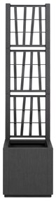 vidaXL Σκούρα Γκρι Γλάστρα Κήπου με Πλέγμα - 36x36x140 εκ