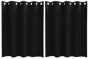 vidaXL Κουρτίνες με κουρτίνες 2 pcs Μαύρο 140 x 140 cm Πολυεστέρας