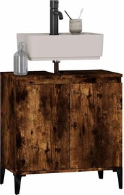 vidaXL Ντουλάπι Νιπτήρα Καπνιστή Δρυς 58x33x60 εκ. Επεξεργ. Ξύλο