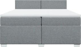 vidaXL Κρεβάτι Boxspring με Στρώμα Ανοιχτό Γκρι 200x200 εκ. Υφασμάτινο