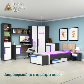 Κρεμαστό Ράφι Alex 124x25x32εκ Γραφίτης-Σονόμα