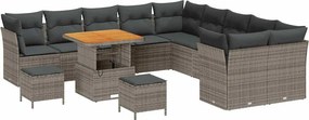 vidaXL Σετ Καναπέ Κήπου 13 pcs Γκρι συνθετικό ρατάν