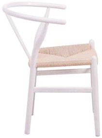 Καρέκλα Wishbone pakoworld rubberwood-σχοινί σε λευκή απόχρωση 53.5x57x74εκ