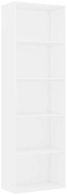 vidaXL Βιβλιοθήκη με 5 Ράφια Λευκή 60 x 30 x 189 εκ. από Επεξ. Ξύλο